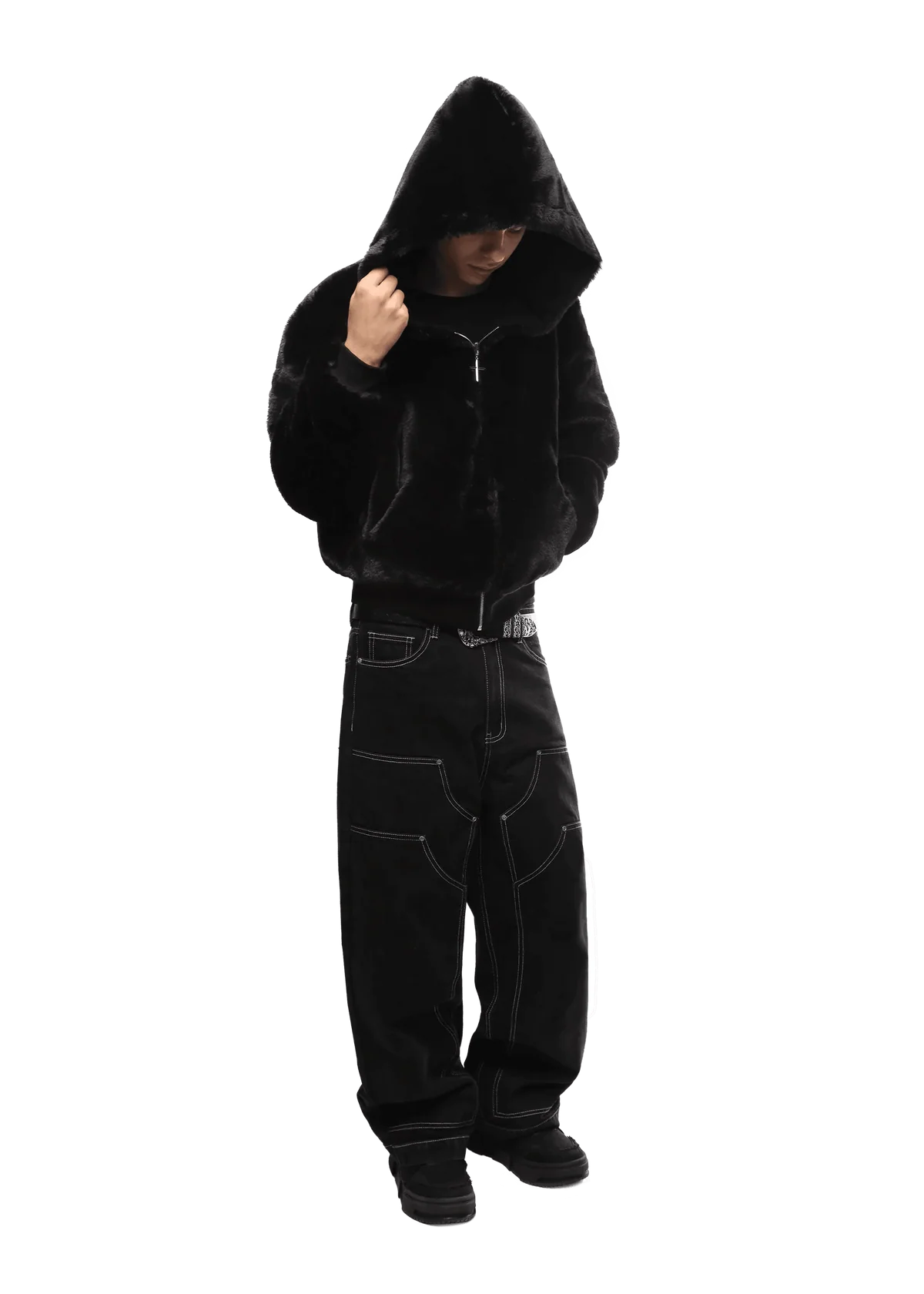 REVERSIBLE SNOW LEOPARD ZIP HOODIE