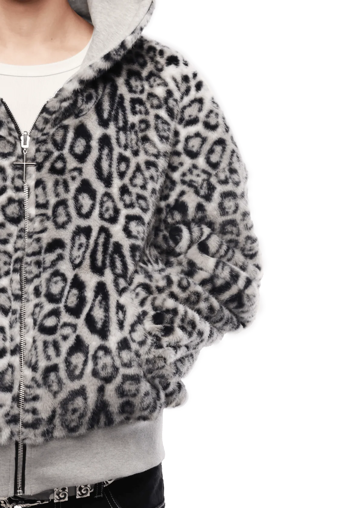 REVERSIBLE SNOW LEOPARD ZIP HOODIE