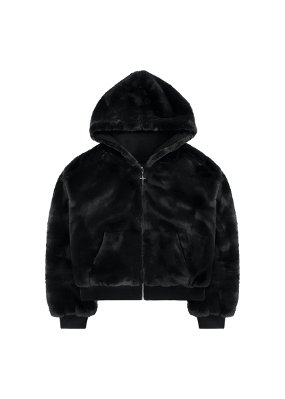 REVERSIBLE SNOW LEOPARD ZIP HOODIE