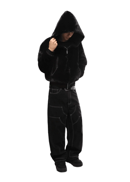 REVERSIBLE SNOW LEOPARD ZIP HOODIE