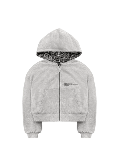 REVERSIBLE SNOW LEOPARD ZIP HOODIE